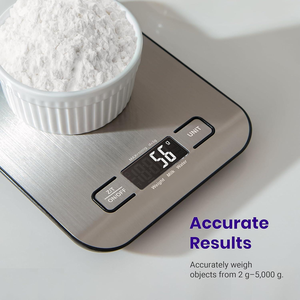 Báscula de Cocina Digital para Alimentos, en Gramos, para Pérdida de Peso, Reposterí<span class=keywords><strong>a</strong></span>, Cocina, <span class=keywords><strong>Keto</strong></span>, Preparación de <span class=keywords><strong>Comidas</strong></span>, Pantalla LCD, Acero Inoxidable 304 - Product Image 2