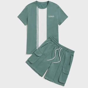 Ropa de hombre de dos piezas, conjuntos de camisetas y pantalones cortos de talla grande en precio al por mayor, conjunto doble de ropa de verano estilo callejero de algodón 100% - Product Image 6