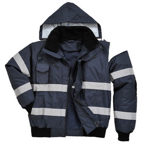 Veste de pluie de travail imperméable haute visibilité manteau de bombardier en polaire pour hommes caractéristique de sécurité chaude manteau de sécurité haute visibilité - Product Image 1