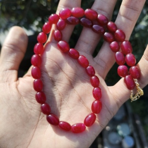 Collar de Cuentas de Rubí Natural Genuino, Chapado en Plata sobre Latón, Diseño Clásico de Bolas, Diseño Delicado, Mejor Precio - Product Image 1