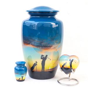 Urna de cremación de aluminio para hombre de Golf hecha a mano de alta calidad Opciones de impresión personalizadas para cenizas humanas Fundición de urna de cremación de Metal - Product Image 6