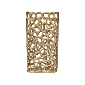 Fancy Tabletop Decorative Home Wedding Metal Aluminium <b>Gold</b> Finished Flower <b>Vase</b> with Custom Size & Logo - Product Image 2