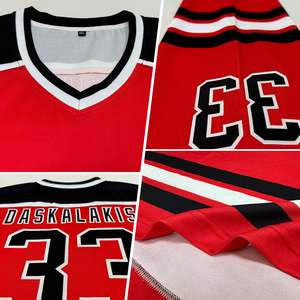 Jersey de Hockey sobre Hielo para Hombre 100% Poliéster, Rojo y Negro, Uniforme de Equipo Personalizado con Impresión, Bordado y Sublimación, Fabricante - Product Image 3