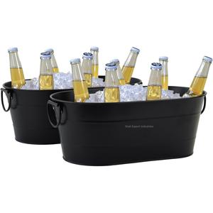 New Style Metal Galvanized Oval Ice <b>Bucket</b> with Handle Food Beer <b>Drink</b> Chiller for Events Parties Wedding wine Cooler - Product Image 5