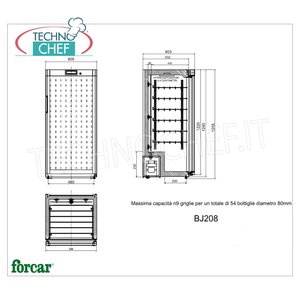 Refroidisseur à vin électrique Forcar BJ208, capacité réfrigérée statique de 54 bouteilles, température constante +5/+18°C - Product Image 3