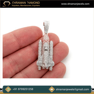 Collier tendance hip-hop en or massif 10K avec moissanite, design fusée spatiale personnalisé, plaqué rhodium, pendentif breloque de joaillerie fine - Product Image 6