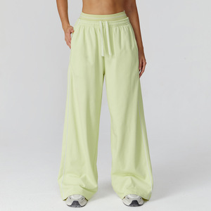 Pantalones acampanados atléticos de ajuste holgado para mujer con bolsillos de cierre de cintura elástica - Product Image 5