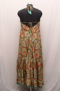 Nueva llegada última espalda descubierta completa vacaciones de verano caliente bohemio sólido hasta el suelo con cuello en V Maxi vestido de vacaciones - Product Image 2