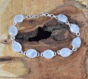 สร้อยข้อมือเงินสเตอร์ลิง925เหลี่ยมเพชรพลอยรุ้งมูนสโตนของขวัญคริสต์มาสสำหรับผู้หญิงของขวัญแต่งงานสำหรับเพื่อนเจ้าสาว - Product Image 3