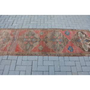 Alfombra turca vintage de 26x85 pies, diseño de retazos rojos y marrones, tejido plano de lana con respaldo de látex para decoración de sala de estar - Product Image 3