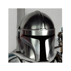 Casque Mandalorien de qualité supérieure en acier 18 gauge, style médiéval Boba Fett, finition argentée, pour costume et cosplay. - Product Image 2