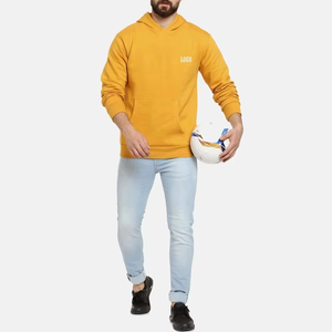 Sudadera con capucha de alta calidad con bolsillo de canguro, ropa informal mezclada de algodón básico de Color sólido, Sudadera con capucha cómoda - Product Image 3