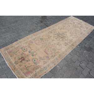 พรมวินเทจสไตล์ตุรกี ขนาด 3.3x8.8 ฟุต พรมลายดอกไม้สีน้ำตาลชมพู - Product Image 3