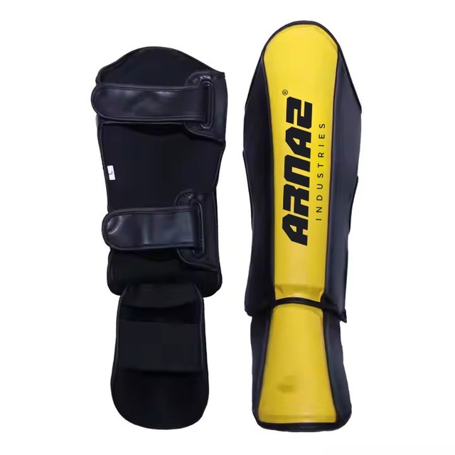 Shin Guards Leather Boxing / MMA PU Leather Shin Instep Pads Custom Muay Thai Kickboxing Leg Protector Customization Foot Guards