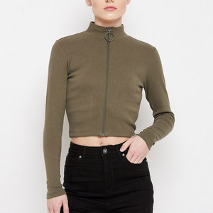 Summer Zip-Front Workout <b>Top</b> with Stretch Fit Long Sleeve Fitted Zip-Up Training Shirt - Product Image 1