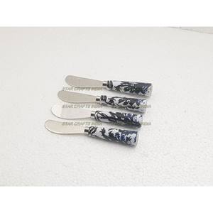 Juego de cubiertos creativo de acero inoxidable con mango de mármol, cuchillo, tenedor, cuchara, juego de cubiertos portátil de 4 piezas con estante para cubiertos - Product Image 3