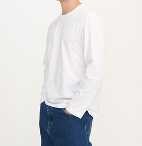 100% algodón de alta calidad sudadera de manga larga para hombres cómodo cuello redondo Top personalizado Hip Hop estilo sólido camisa de manga larga - Product Image 5