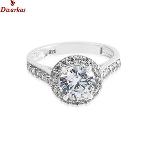 Venta al por mayor Fine CZ Halo S925 Anillo de bodas de plata esterlina Conjunto de joyas de circón clásico para fiestas y dedos para aniversarios - Product Image 3