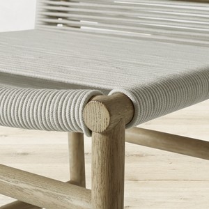 Bianca Modern Design Solid Teak Wood <b>Dining</b> <b>Chair</b> with White Rope Woven Frame Natural Finish for Indoor and Outdoor Table Use - Product Image 5