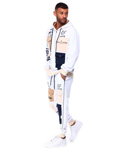Conjunto de 2 Piezas de Sudadera con Capucha y Cremallera Completa con Múltiples Bolsillos, Diseño Personalizado Estampado, Invierno, Tallas Grandes, 100% Algodón, Chándales de Alta Calidad - Product Image 4