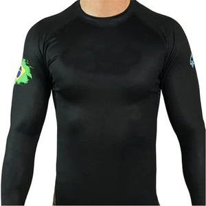 Logotipo personalizado de alta calidad al por mayor llano Jiu Jitsu camisas de compresión impresa de manga larga Mma para hombres Bjj Rashguard Rash Guard - Product Image 2
