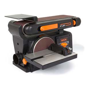 Cepilladora Eléctrica de Banco para Madera con Base de Hierro Fundido y Lijadora de Banda y Disco - Product Image 1
