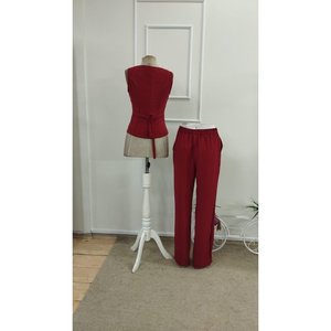 Conjunto de Dos Piezas de Lino para Mujer, Blusa sin Mangas con Botones Delanteros y Pantalones, 33553 - Product Image 5