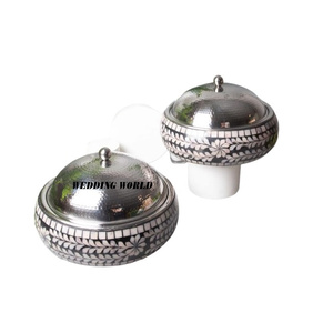 Casserole en métal fini argent et noir Casserole faite à la main de qualité supérieure Réchauffeur de nourriture en métal de luxe le plus vendu - Product Image 5