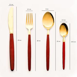 Juego de cubiertos de acero inoxidable Vintage moderno de 4 piezas, cubiertos rojos dorados de lujo para el hogar, restaurante, fiesta de bodas, venta al por mayor de fábrica - Product Image 1