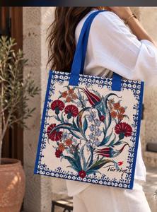 DAFNI <b>BIG</b> PAZAR Vintage Eye Pattern Solid Canvas Shoulder Tote <b>Bag</b> Zipper Closure Embroidery Cotton Lining All Seasons <b>Bag</b> - Product Image 5