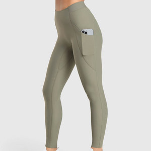 Most Popular Women <b>Slim</b> Fit Mid Waist Full Length Solid Yoga <b>Leggings</b> Breathable Quick Dry Spandex/Polyester Private Label - Product Image 3
