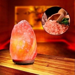Lampe en sel de l'Himalaya rose sculptée à la main pakistanaise Style de fleur élégant avec base en bois artistique pour la décoration de la maison - Product Image 6