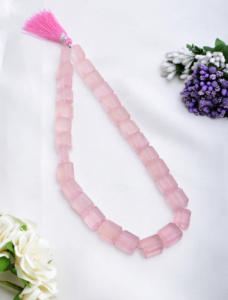 โรสควอตซ์ทรงเหลี่ยมเจียระไน หินธรรมชาติ สำหรับทำเครื่องประดับชั้นดี ลูกปัดพลอย - Product Image 3