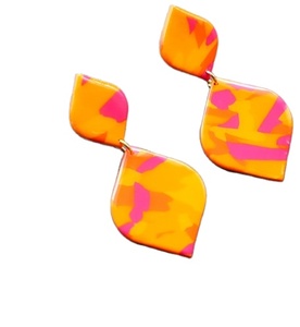 Pendientes de Aro Geométricos Hechos a Mano de Acrílico y Resina, Diseño Elegante, Modernos para Mujer, en Rojo, Naranja y Rosa, Joyería de Fiesta, a la Moda - Product Image 6
