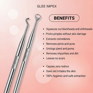 Kit d'extraction de comédons en acier inoxydable blanc pour le visage, outils professionnels d'extraction de points noirs et d'acné, logo personnalisable pour salon - Product Image 3