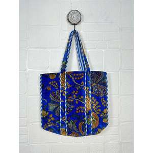 <b>Boho</b> Chic Reversible Quilted Velvet Cotton Women's Tote <b>Bag</b> Large Eco-Friendly Sustainable Grocery Shopping Ochre Beach <b>Bag</b> - Product Image 4