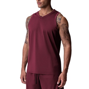 Custom V Neck Design Men <b>Mesh</b> Clothing Tank <b>Top</b> High Quality Material Quick Dry Loose Fit Wholesale Plus Size Sleeveless Vest - Product Image 5