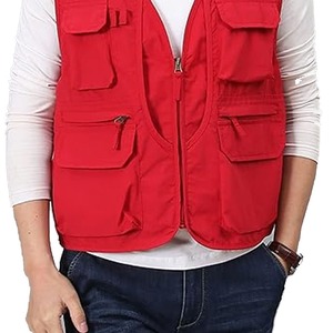 Top qualité hommes utilitaire Cargo gilet en plein air été travail pêche Safari gilet Nylon maille fermeture éclair voyage travail porter gilet - Product Image 4