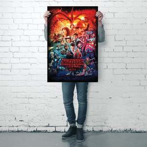 Modern Art Deco Styled Stranger Things 4 Seasons Montage <b>Poster</b> Black Artistic Wooden Wall Decor for Birthday Demon Slayer - Product Image 4