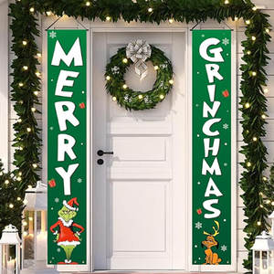 Letreros Navideños para Exteriores, Juego de Letreros Verdes y Blancos para el Porche Delantero, Divertido Letrero Navideño con Diseño de Ladrón, Decoración Navideña con Diseño de Grinch - Product Image 1