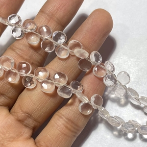 <b>Rose</b> <b>Quartz</b> Faceted <b>Heart</b> Shape Briolette Beads, 7MM Calibrated Gemstone Beads For Jewelry Use - Product Image 3