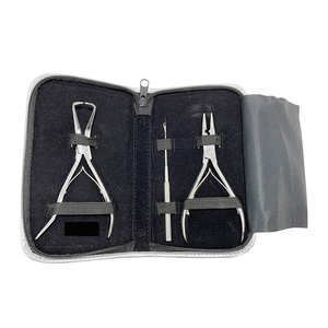 Herramienta de extensión de cabello de acero inoxidable de primera calidad, alicates, tijeras, juego de agujas para tirar de ganchillo, alicates plateados de 7 pulgadas - Product Image 1