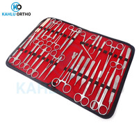 Kit d'instruments vétérinaires réutilisables de haute qualité : Ciseaux, pinces, porte-aiguilles, manche de scalpel en acier inoxydable – Tout-en-un KAHLU