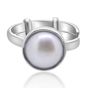 NOVAMART Fine Natural IIGS Certified 4.25 Ratti 12.25 <b>Silver</b> <b>Ring</b> with Moti (Pearl) Astrological Gemstone <b>Adjustable</b> Pearl Whole - Product Image 3