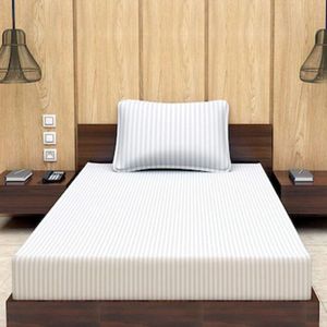 Drap rayé en tissu satiné léger 400 TC 100% coton et lin Portable et jetable plié - Product Image 1