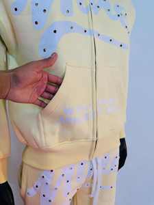 Conjunto de Ropa Deportiva para Hombre, Pantalones Deportivos y Sudadera con Capucha de Algodón 100%, Bordado de Diamantes Apilados de Peso Pesado, Estilo Urbano, para Invierno - Product Image 4