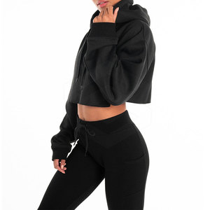 Quick-Dry Women's Crop <b>Top</b> Hoodies with Long Sleeves Cotton Polyester Knitted Streetwear for <b>Winter</b> Hooded Collar - Product Image 5