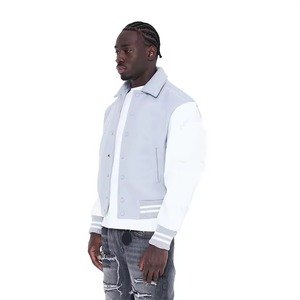 Blouson universitaire slim élégant pour homme, col rond, logo frontal, 100 % coton respirant, grande taille, décontracté, vente en gros - Product Image 2