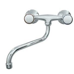 ก๊อกผสมอ่างล้างหน้าแบบติดผนังโครเมียมขัดเงา SCUDETTO แบบสองมือจับ ยี่ห้อ Idro Bric รุ่น 03078 - Product Image 1