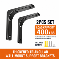 Supports d'étagère en métal épais, supports d'angle muraux, capacité de charge de 400 LBS, ensemble de 2 supports en L robustes